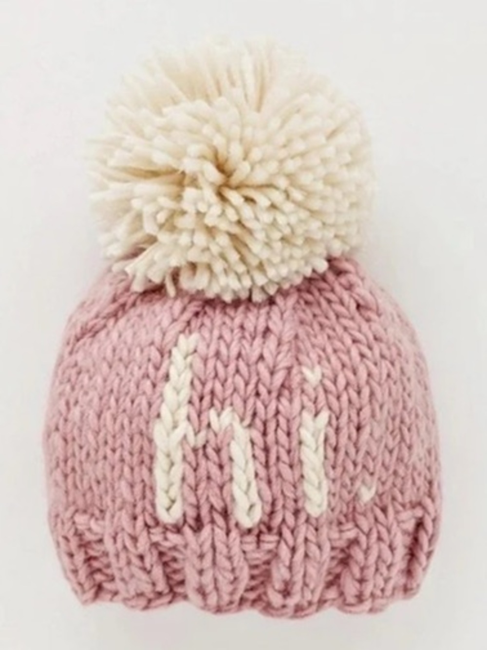 Huggalugs hi. Rosy Hand Knit Beanie Hat Pink